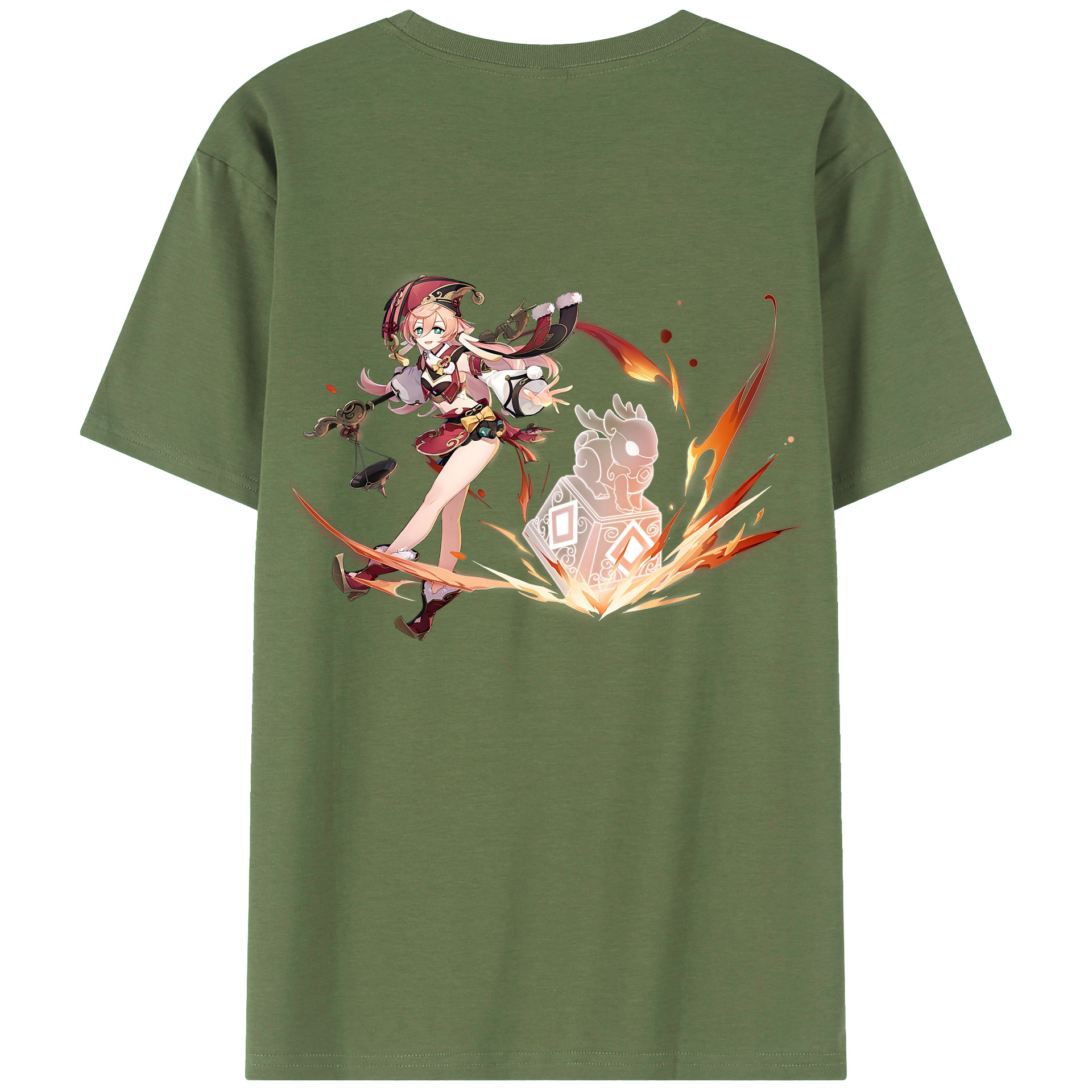 げんし神 ヤンフェイ genshin Yanfei 綿100％ メンズ半袖Tシャツ（バックプリント） 通気性